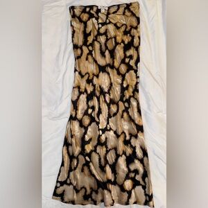 Topshop Metallic Leopard-Print Slip Dress in Gold and Black